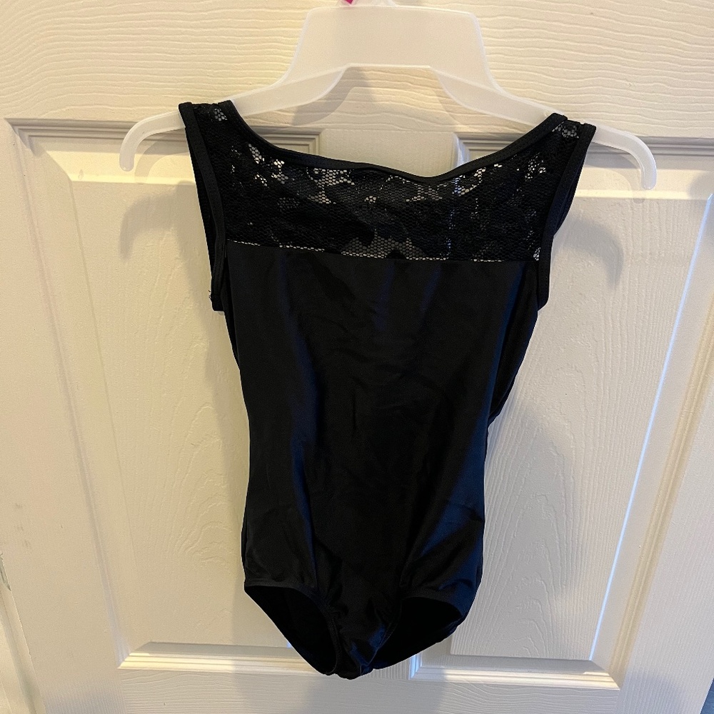 Double Platinum Performance Wear - Black Lace Tank Leotard